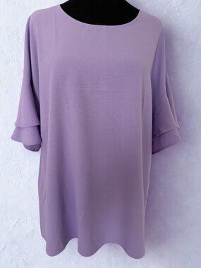 Lavender, 3/4 length Ruffled Sleeve Blouse